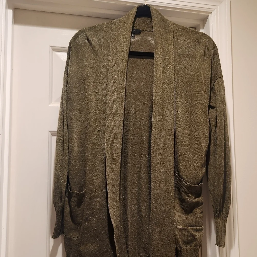 J Crew XS women's linen blend open front cardigan